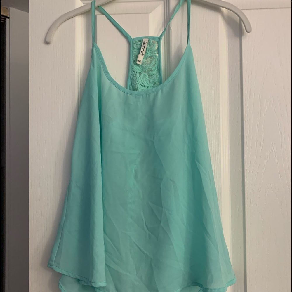 LeShop Tiffany Blue Semi Sheer Racerback Cami
